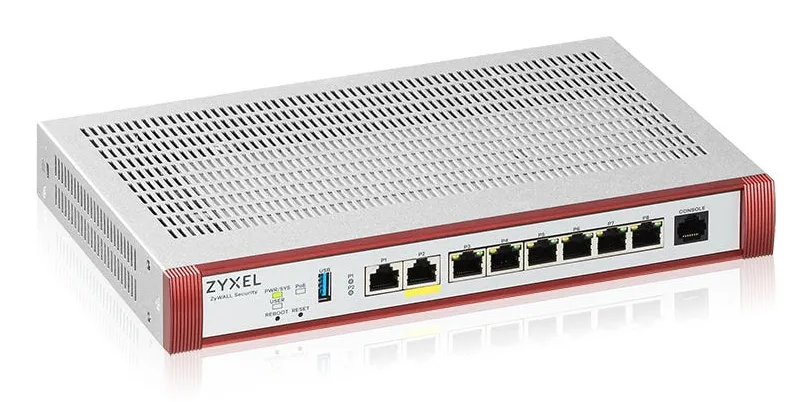 Zyxel USG Flex 100HP Firewall 7 Gb user-definable ports, 1x1Gb PoE+, 1xUSB (Device only)