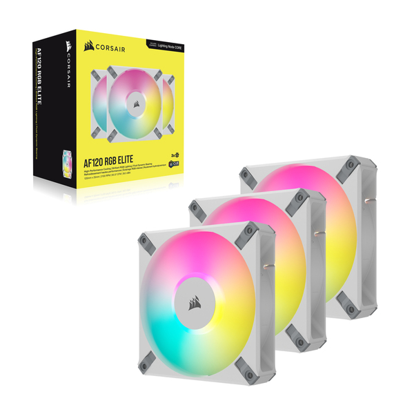 Corsair AF120 RGB Elite, 120mm, PWM -kotelotuuletin, 3 pack, white
