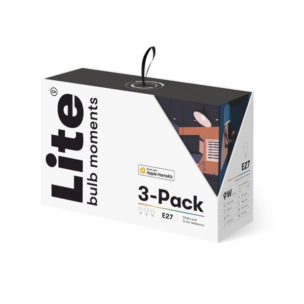 Lite bulb moments white &amp; color ambience (RGB) E27 lampa (Apple HomeKit) - 3-pack
