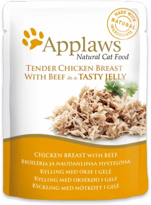 Applaws Chicken Breast with Beef in Jelly, Wet food for cats, Adult, 70g