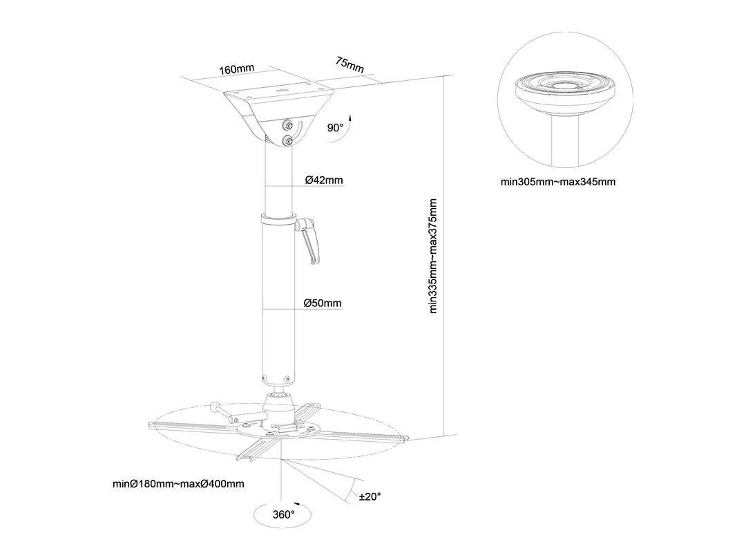 M Projector Mount HD 305-345mm