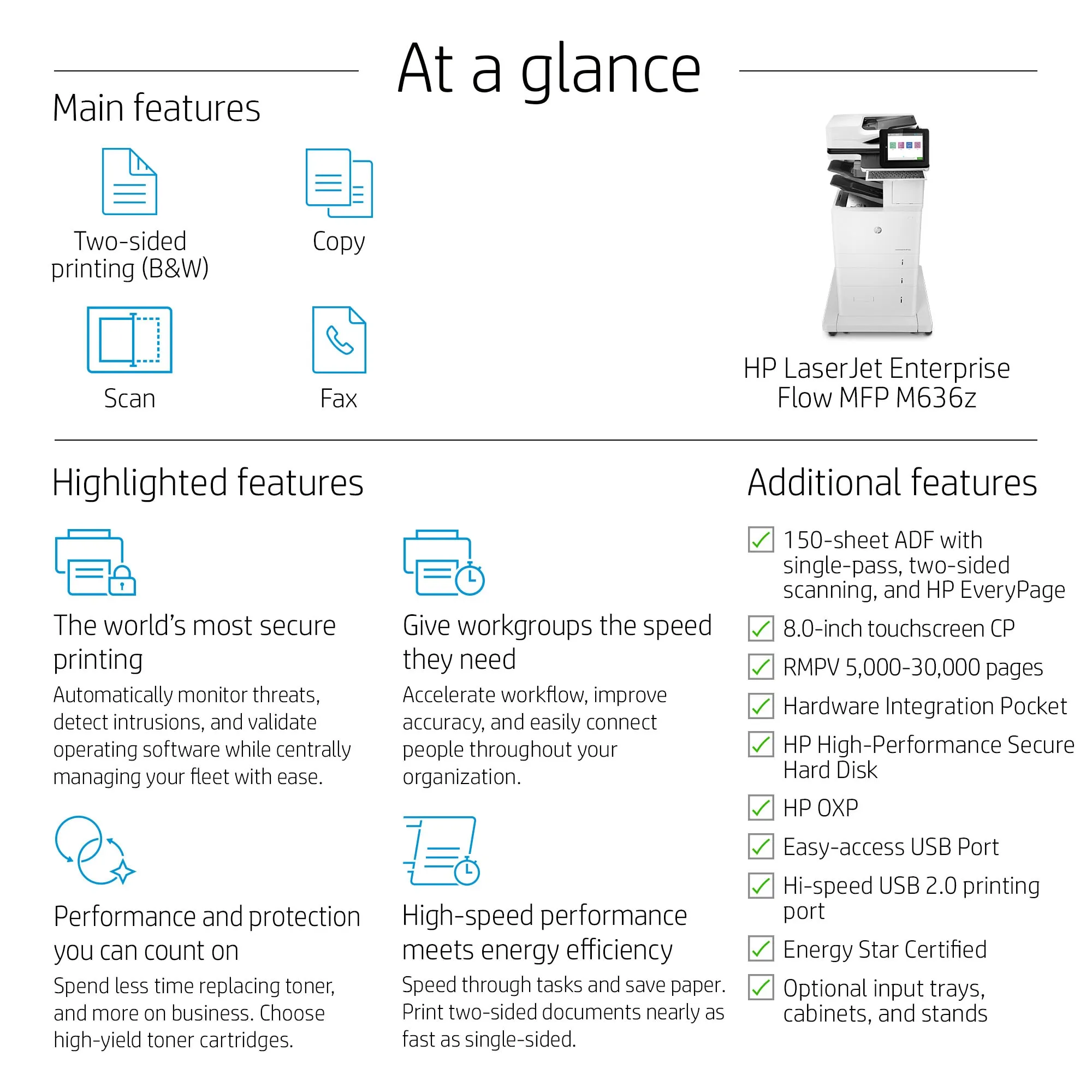 HP LaserJet Enterprise MFP M636z Mono A4 71 ppm (ML)