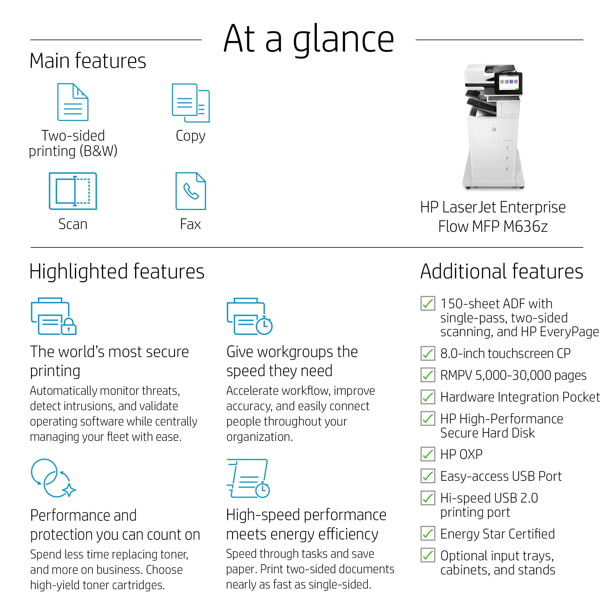 HP LaserJet Enterprise MFP M636z Mono A4 71 ppm (ML)