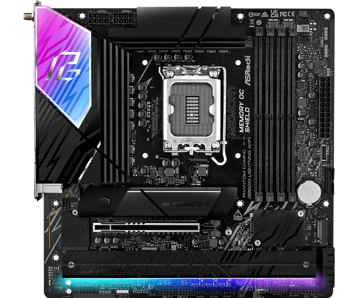 ASRock Phantom Gaming B860M Lightning WiFi 6E LGA 1851 mATX DDR5 - motherboard