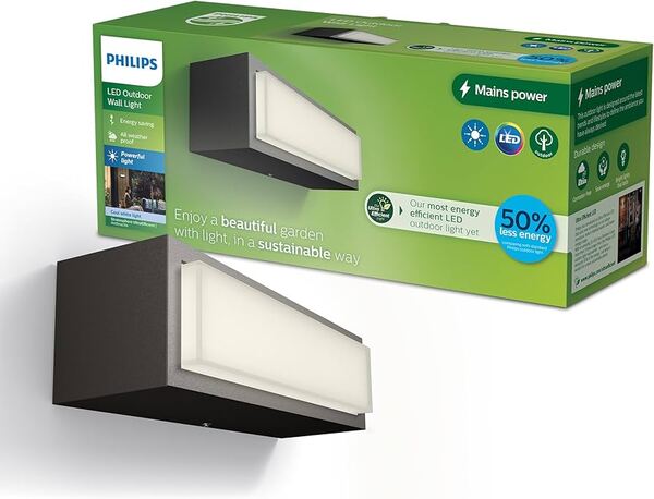 Philips Stratosphere Ultra Efficient Integrated LED Outdoor Wall Lamp 3.8W 800lm 2700K Warm White Anthracite IP44