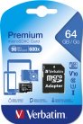 Verbatim Premium 64GB MicroSDXC - memory card + SD adapter