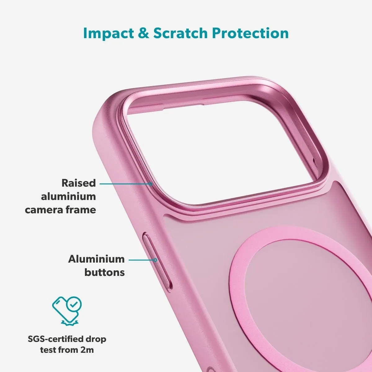 Epico HeroMatte Pro Mag+ Case iPhone 17 Pro Qi2  &  MagSafe yhteensopiva, vaaleanpunainen