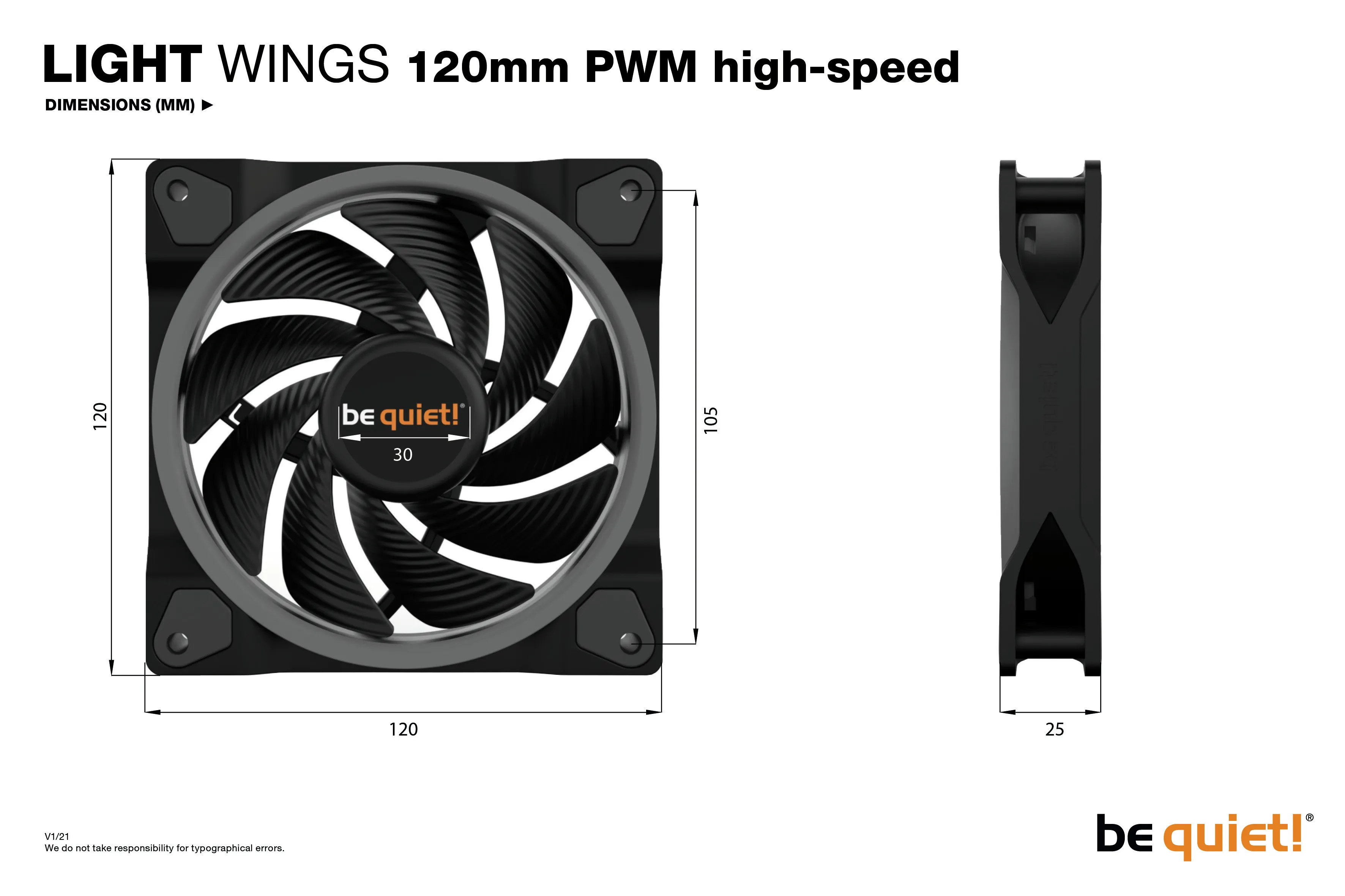 be quiet! LIGHT WINGS, PWM high-speed, 120mm -kotelotuuletin, musta, 3kpl