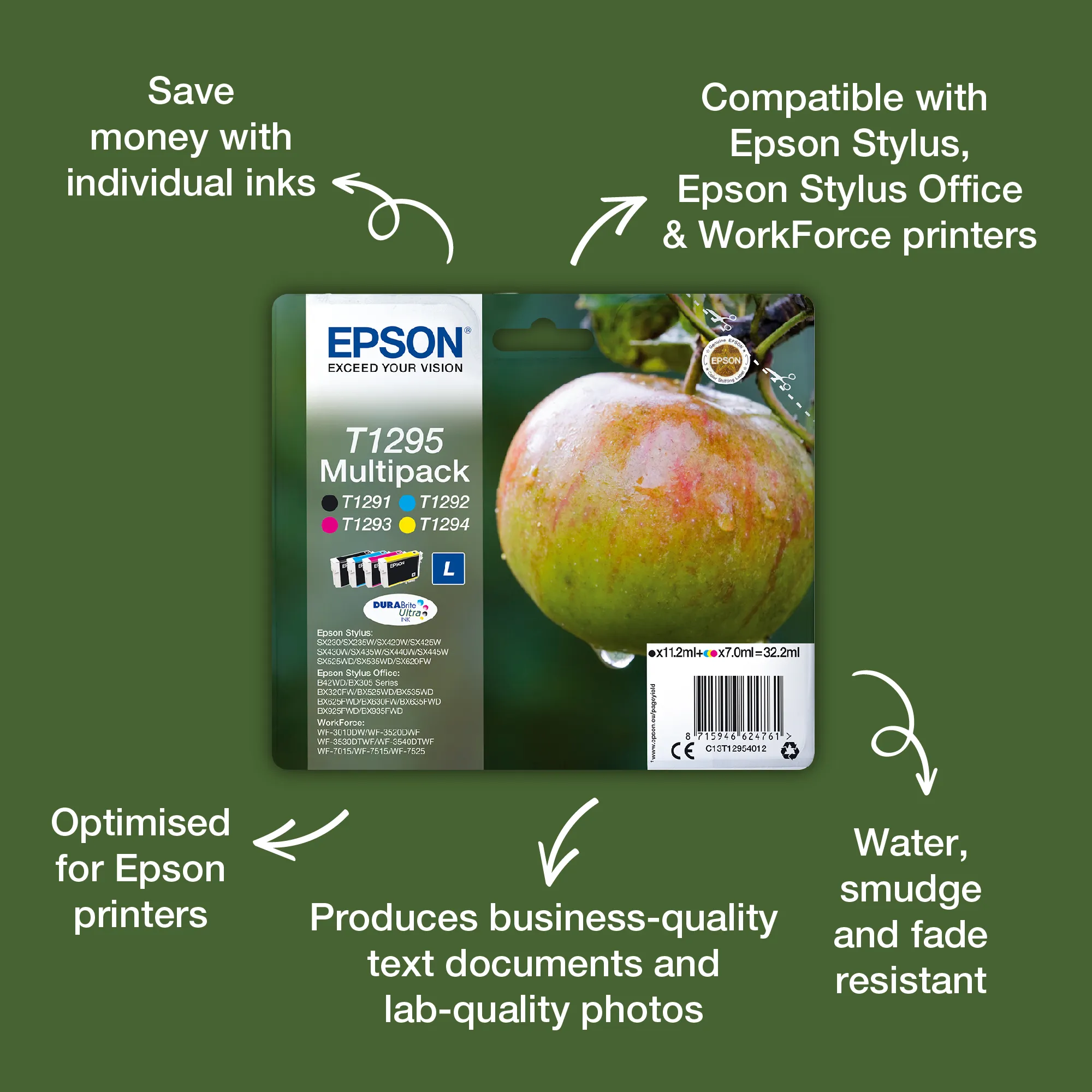 Epson T1295-mustekasettipakkaus, moniv&auml;rinen