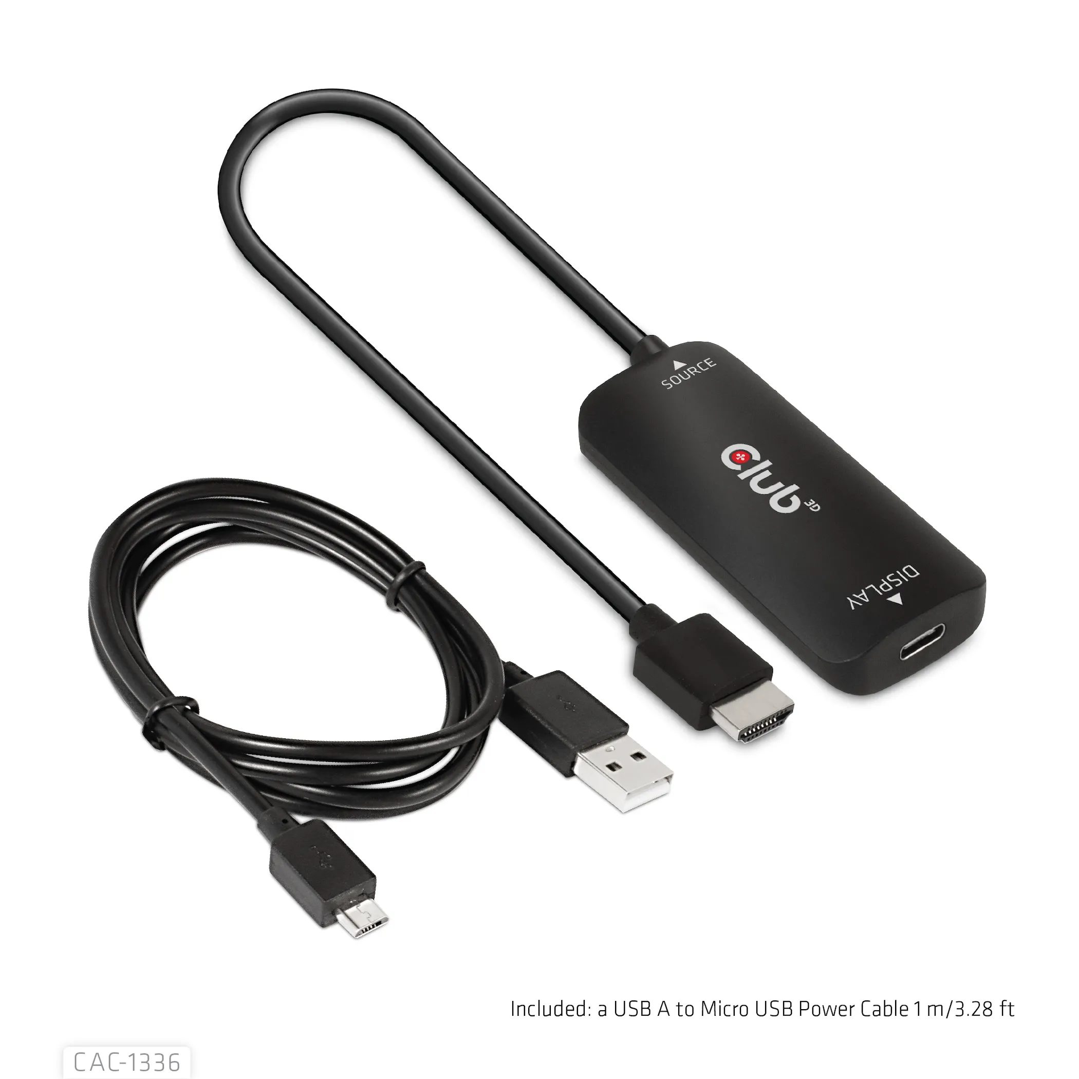 Club 3D  Micro-USB B - USB-C -kaapeli, 0,20 m, Musta