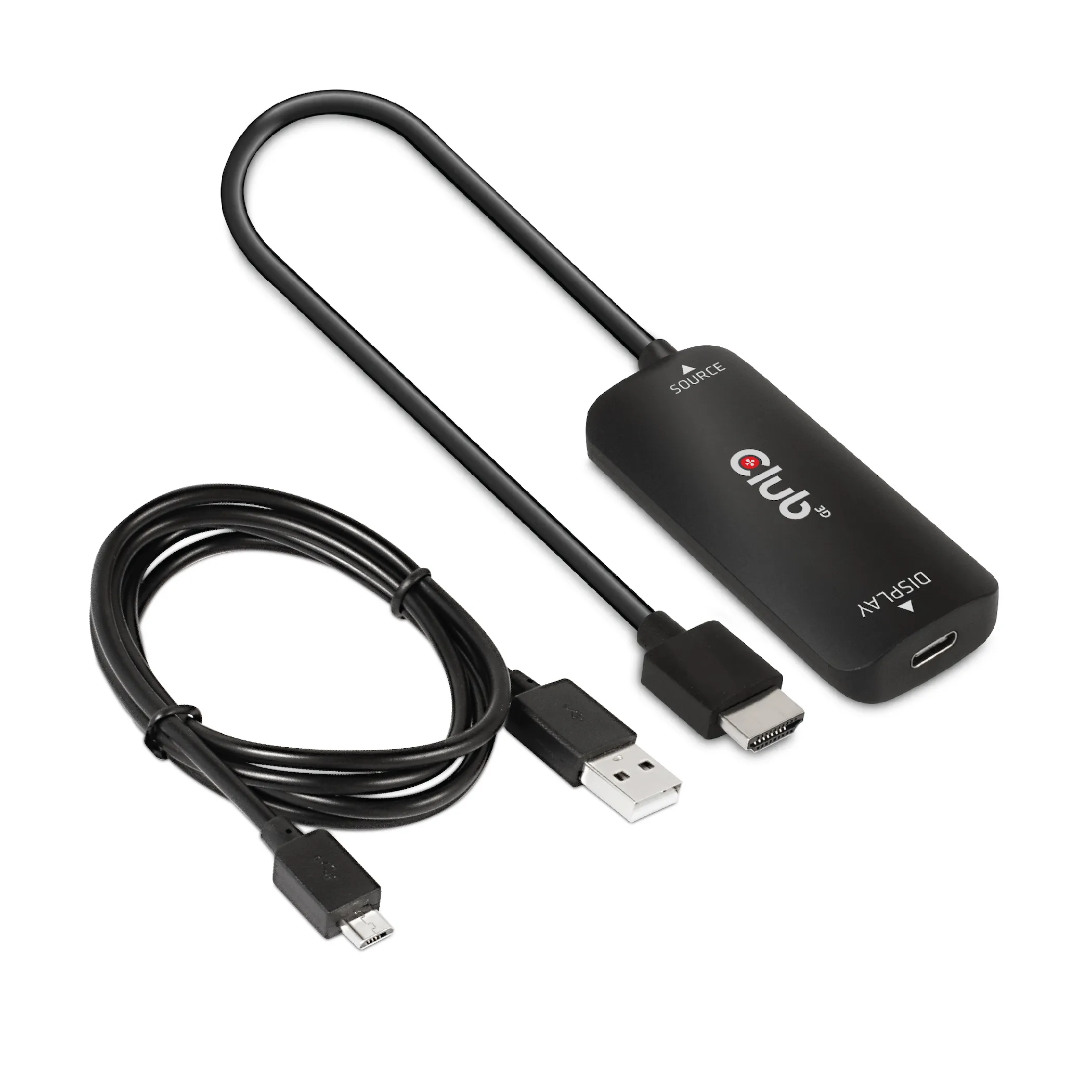 Club 3D  Micro-USB B - USB-C -kaapeli, 0,20 m, Musta