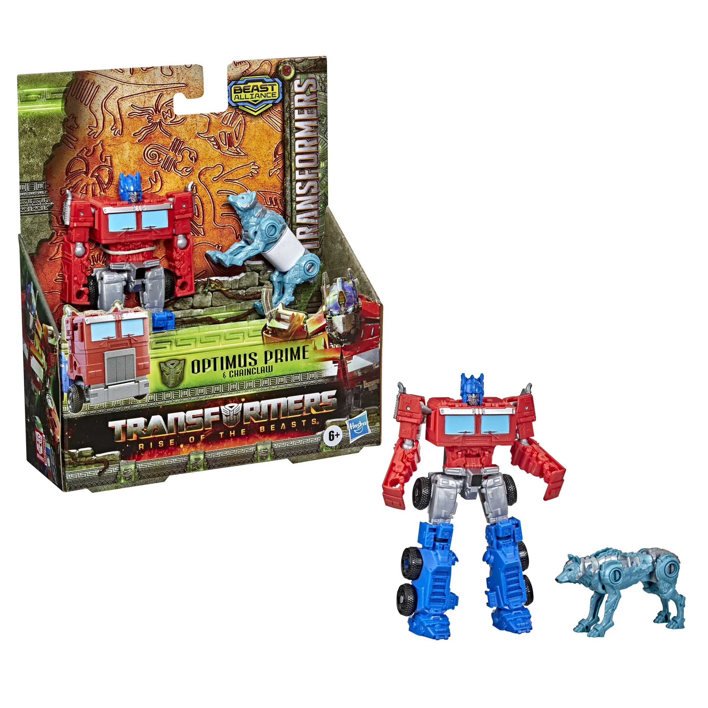 Hasbro Transformers: Rise of the Beasts Beast Weaponizers Optimus Prime and Chainclaw Toy Figure (2-Pack, 12.5 and 7.5 cm tall)