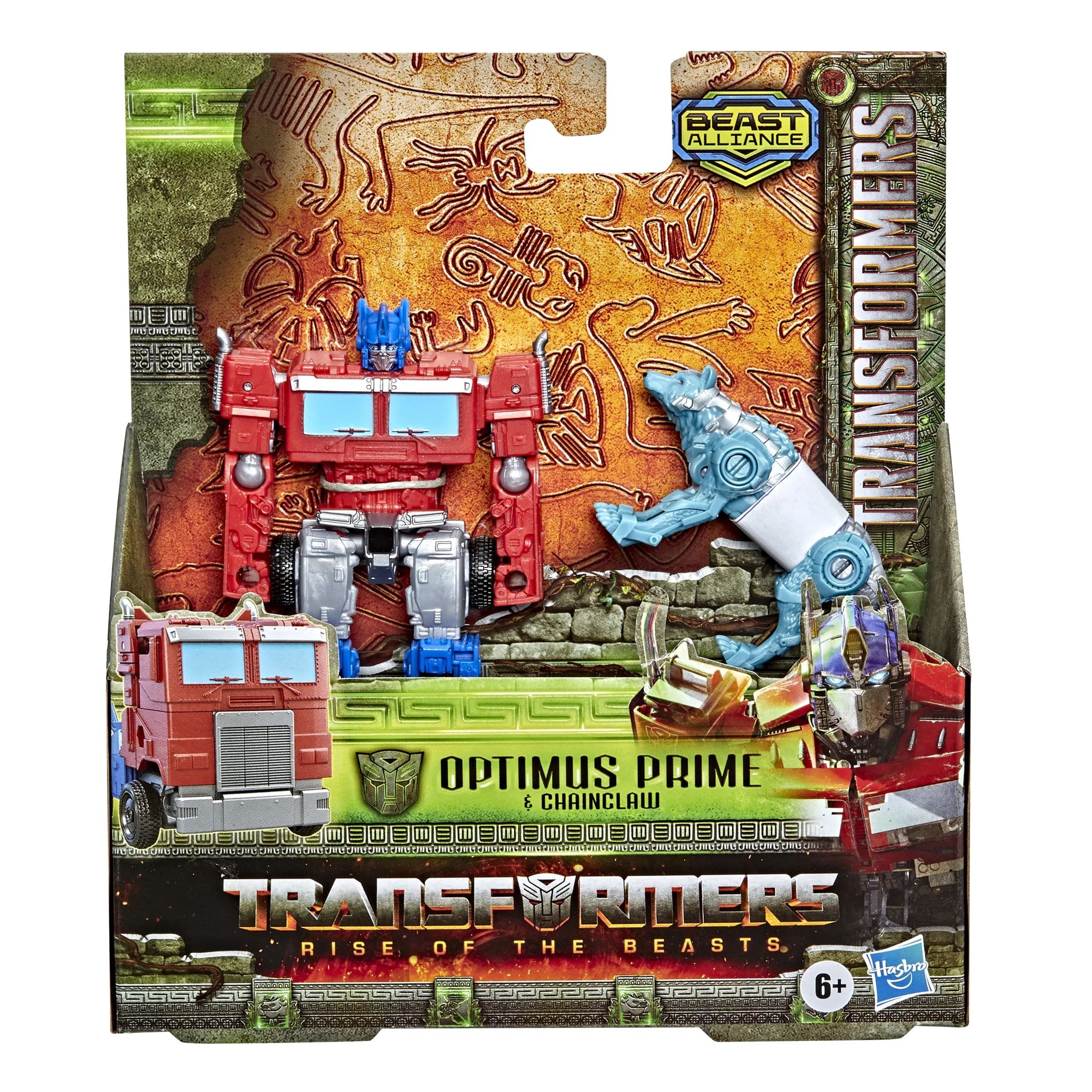 Hasbro Transformers: Rise of the Beasts Beast Weaponizers Optimus Prime and Chainclaw Toy Figure (2-Pack, 12.5 and 7.5 cm tall)