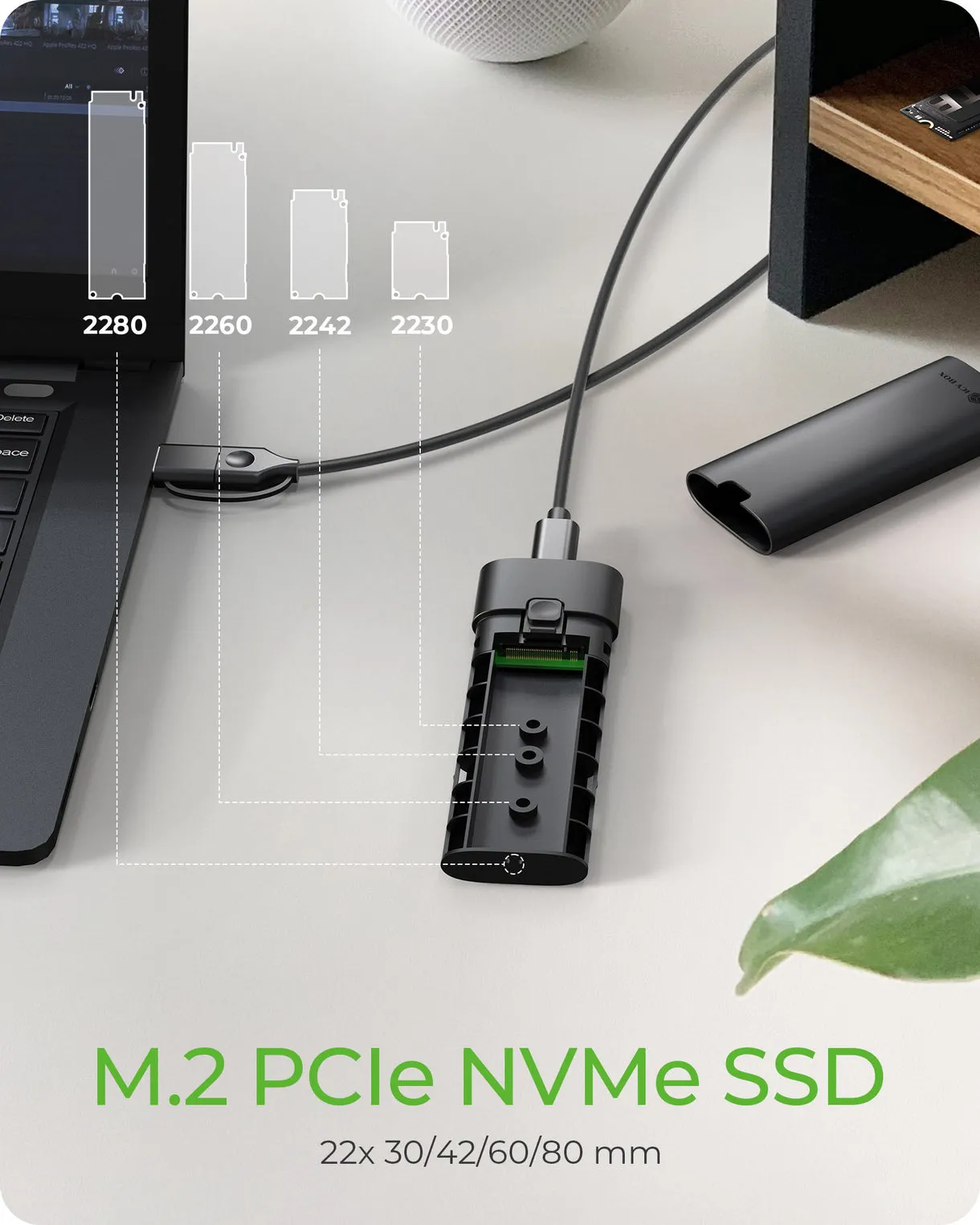 ICYBOX IB-1806MT-CU31 M.2 NVMe SSD -kotelo, 1-paikkainen, USB 3.2 Gen 2, USB-C, ty&ouml;kaluton, musta