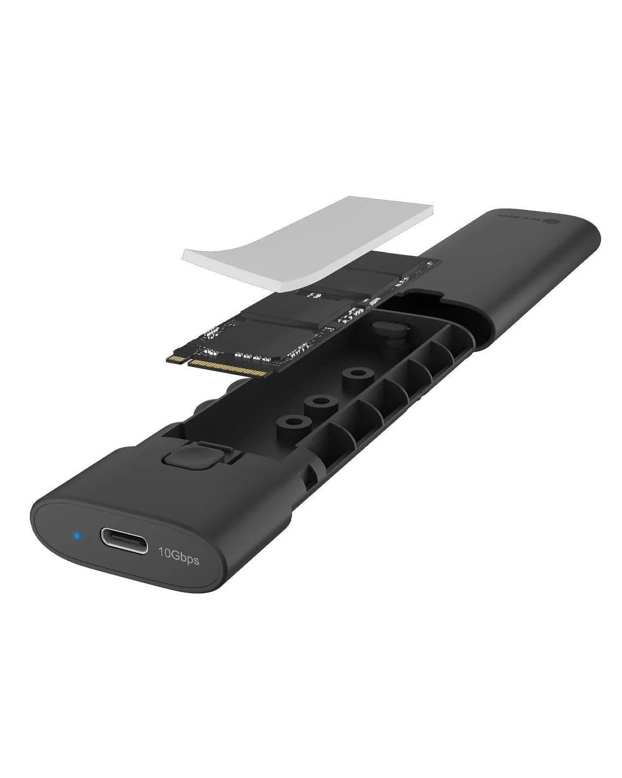 ICYBOX IB-1806MT-CU31 M.2 NVMe SSD -kotelo, 1-paikkainen, USB 3.2 Gen 2, USB-C, ty&ouml;kaluton, musta