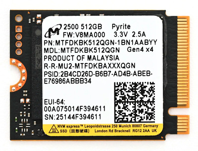 Micron 2500 512GB M.2 PCIe 4.0 NVMe SSD