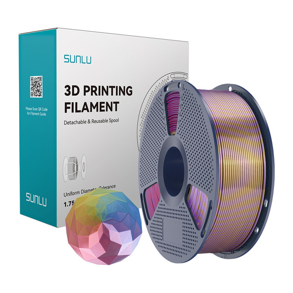 SUNLU PLA+ Silk, 1.75 mm, 1 kg 3D Printer Filament, Blue/Purple/Red/Gold