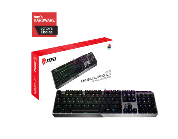MSI Vigor GK50 Low Profile, RGB Kailh Low Profile Switches -pelin&auml;pp&auml;imist&ouml;