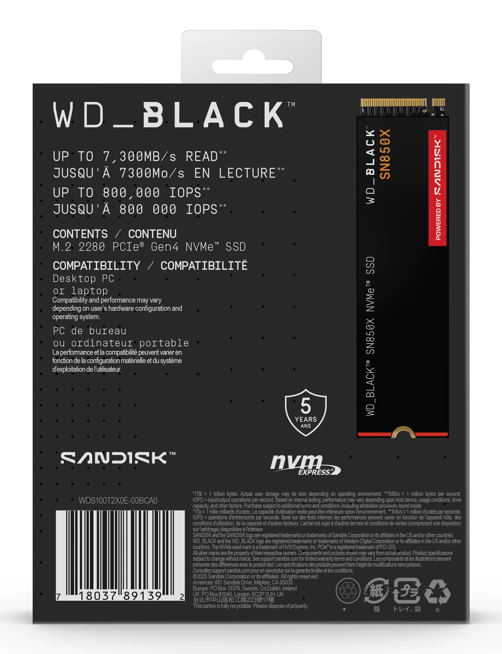 WD Black SN850X 1 Tt M.2 PCIe 4.0 NVMe -SSD-levy