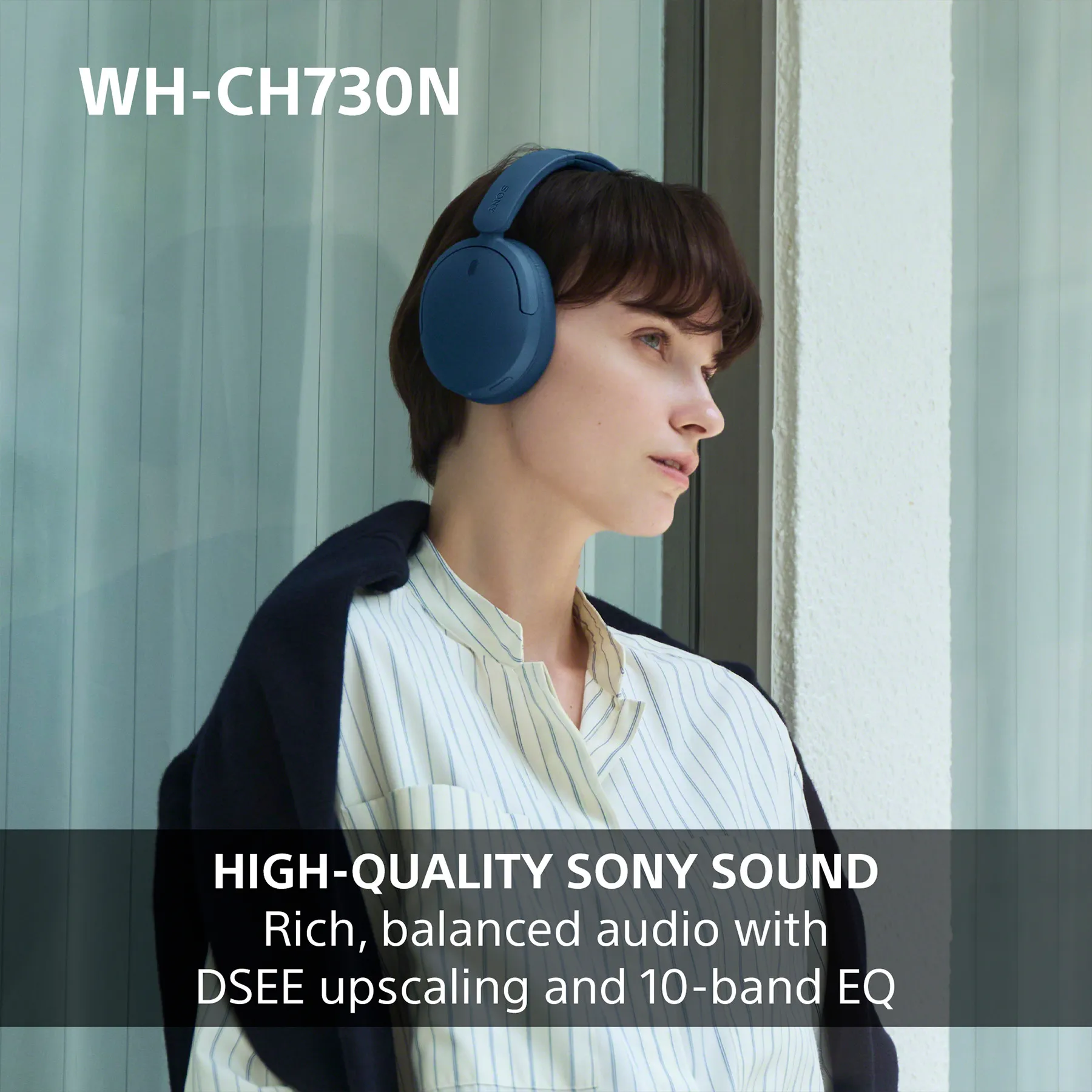 Sony WH-CH730N tr&aring;dl&ouml;sa over-ear h&ouml;rlurar, beige
