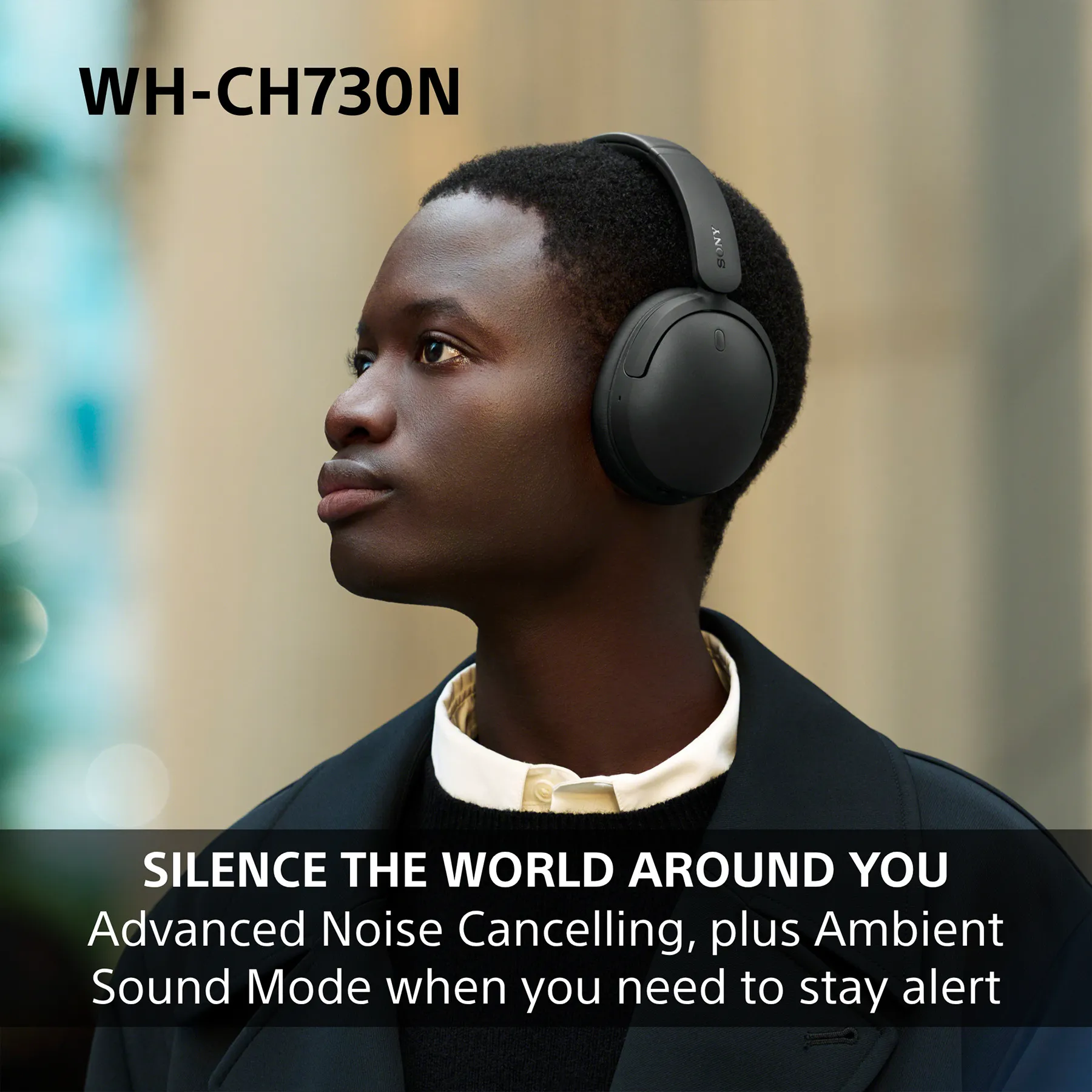 Sony WH-CH730N tr&aring;dl&ouml;sa over-ear h&ouml;rlurar, beige