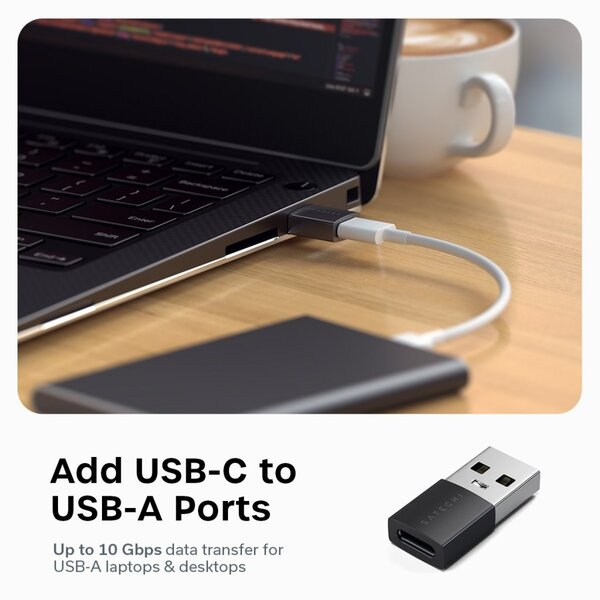 Satechi USB-A till USB-C 2-pack - Adapter, Rymdsvart