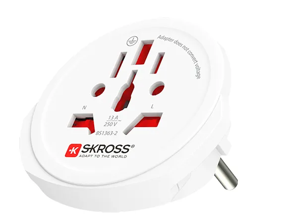 SKROSS World to Europe Grounded - Travel adapter, white