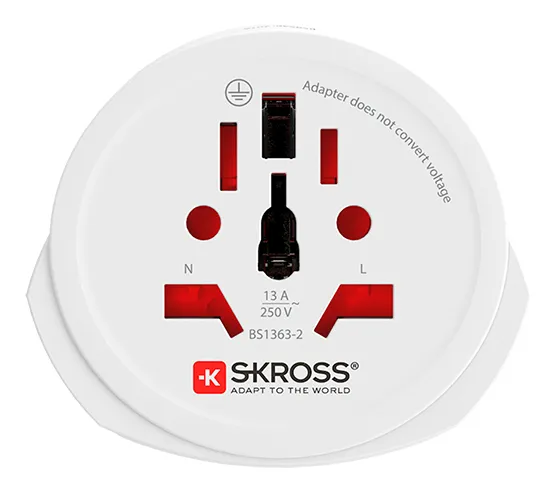 SKROSS World to Europe Grounded - Travel adapter, white