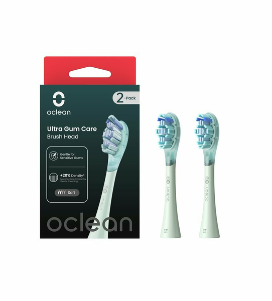Oclean Ultra Gum Care UG02 Replacement Brush Heads, Green, 2-pack