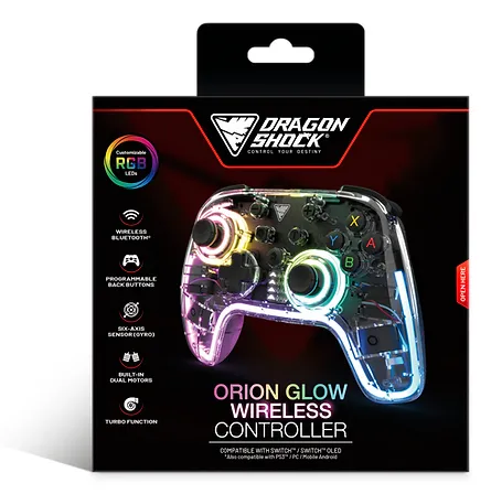 DRAGONSHOCK Controller Orion Glow RGB NSW Transparent