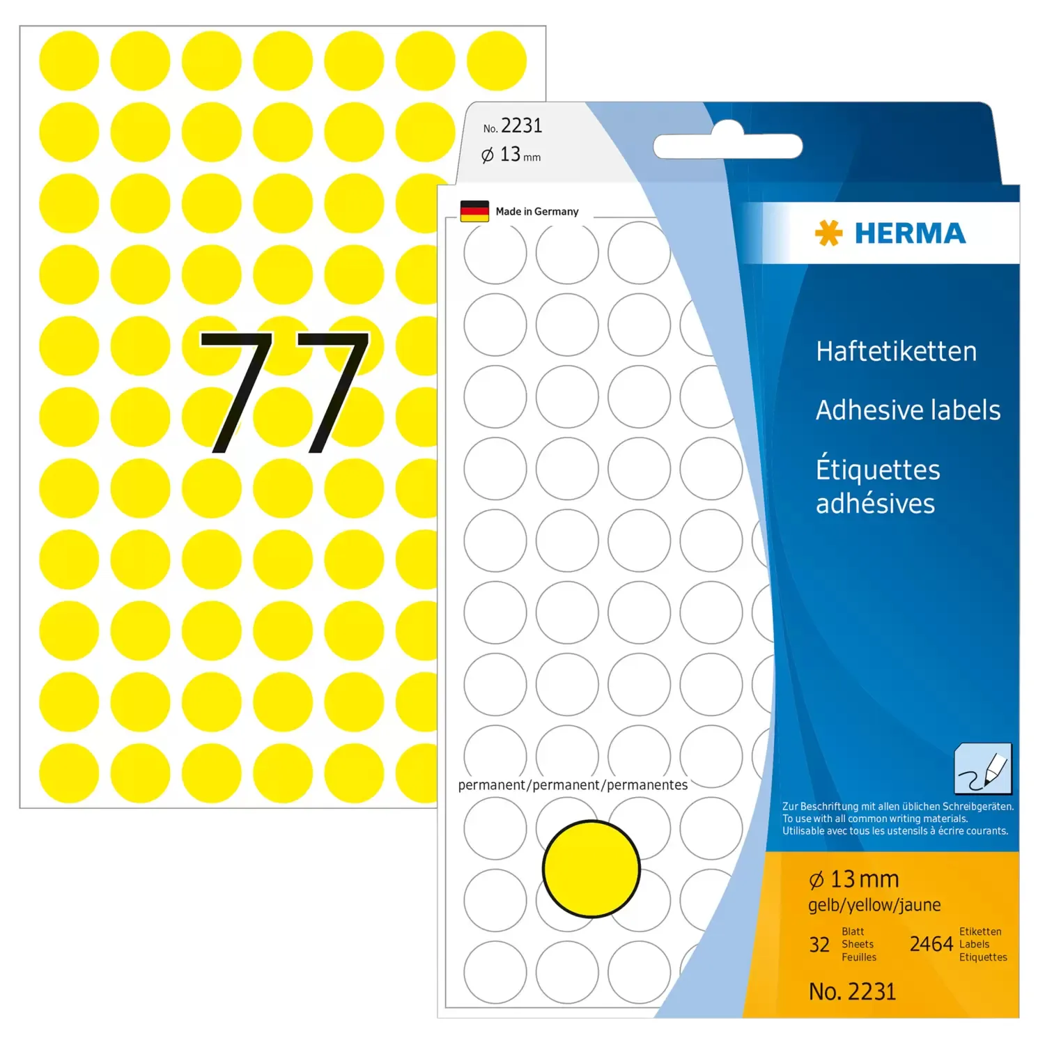 Herma label manual &oslash;13 yellow (2464)