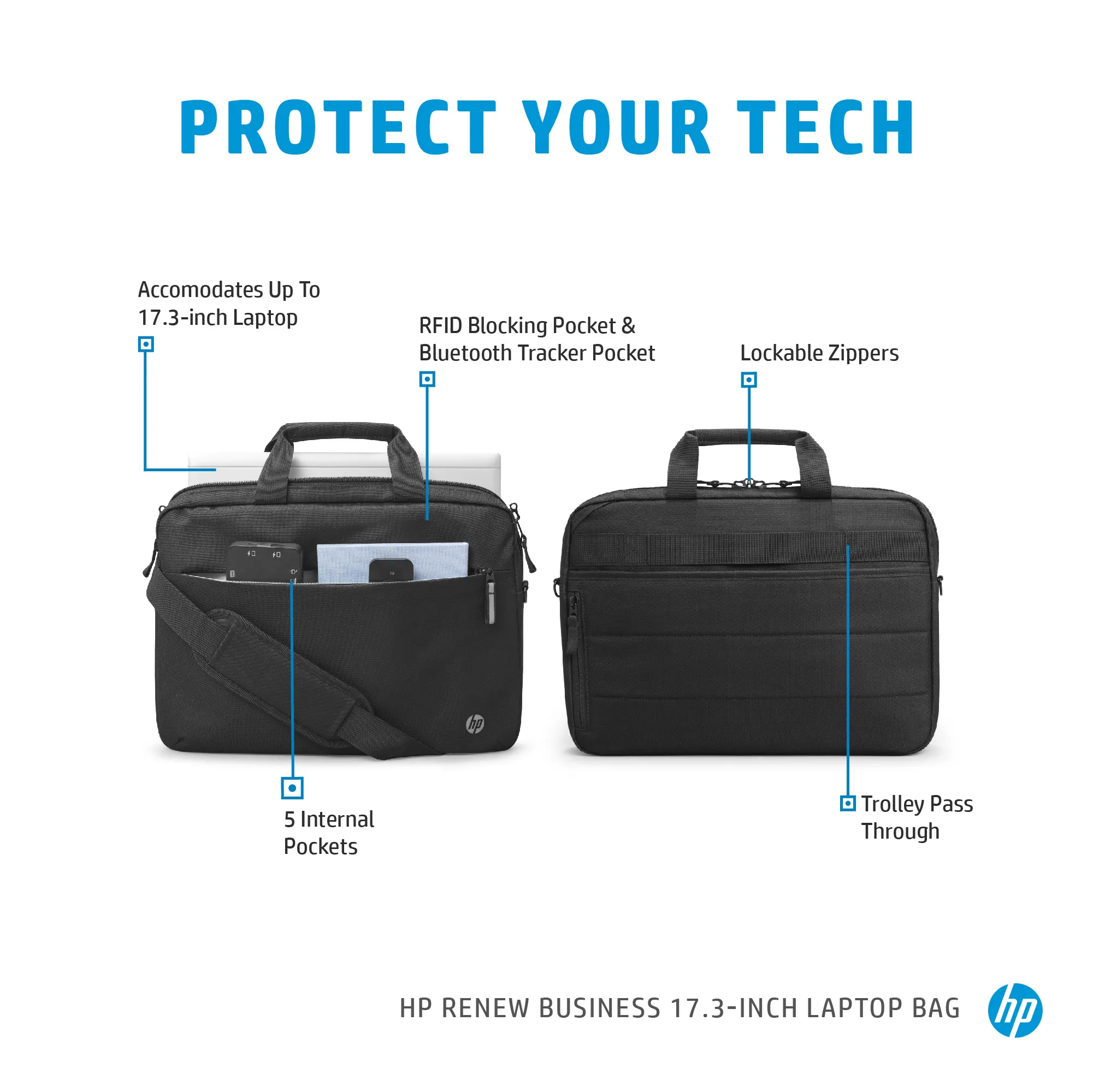 HP Renew Business - Kannettavan tietokoneen kantolaukku olkahihnalla - 17.3&quot; malleihin EliteBook 645 G9, 655 G9, Fortis 14 G10, Pro x360, ProBook 445 G9, 455 G9