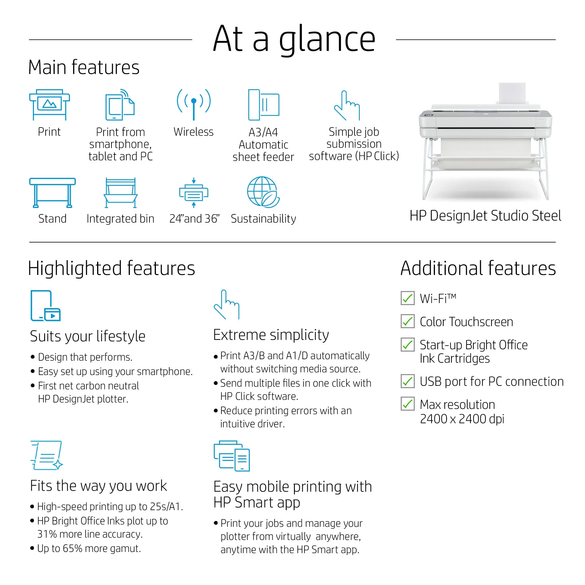 HP DesignJet Studio Steel 24-in Printer