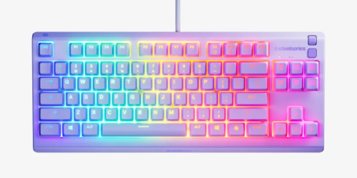 SteelSeries Apex 3 TKL Gaming Keyboard, Whisper Quiet, Lavender