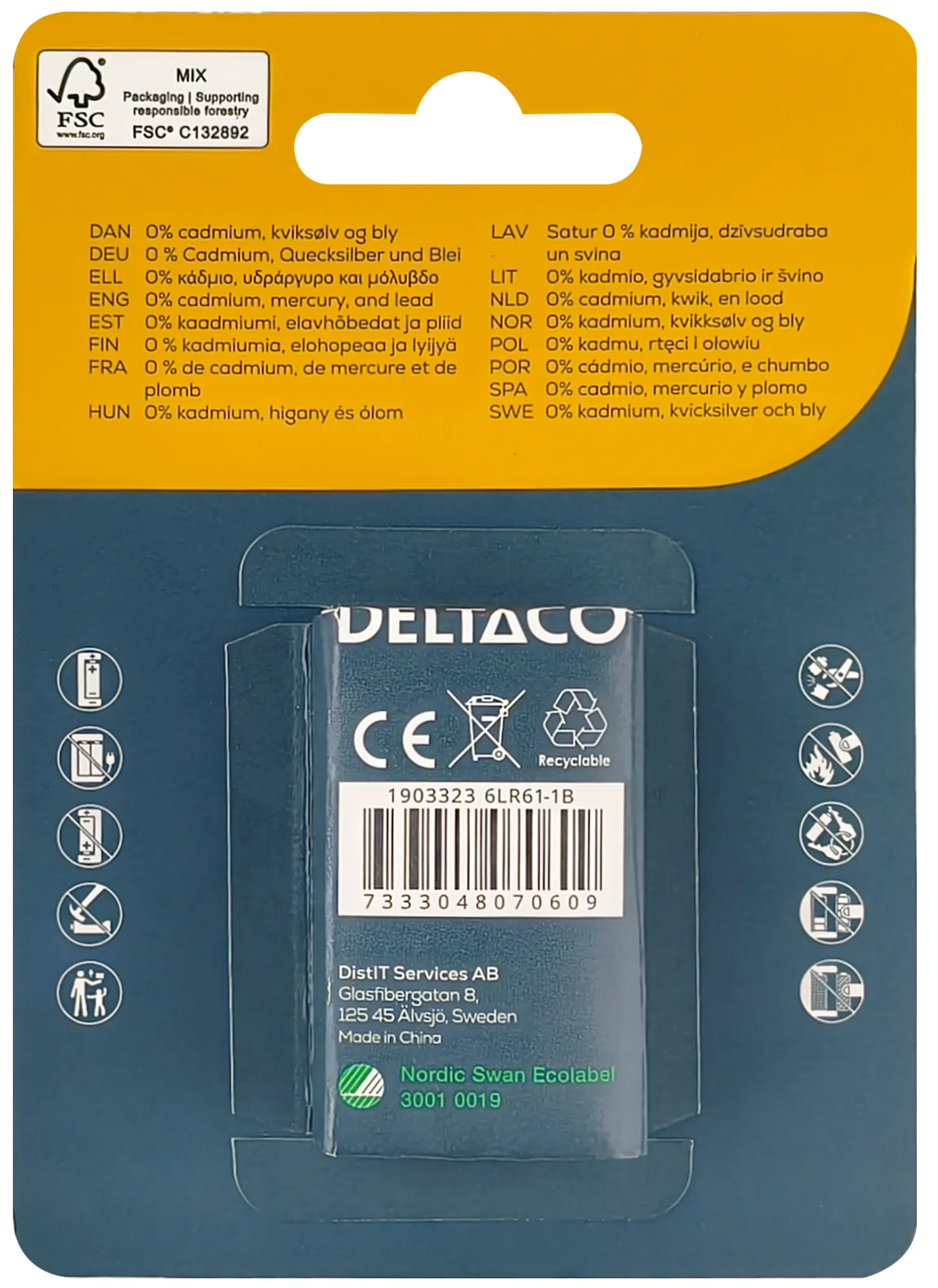 DELTACO 6LR61 - Paristo