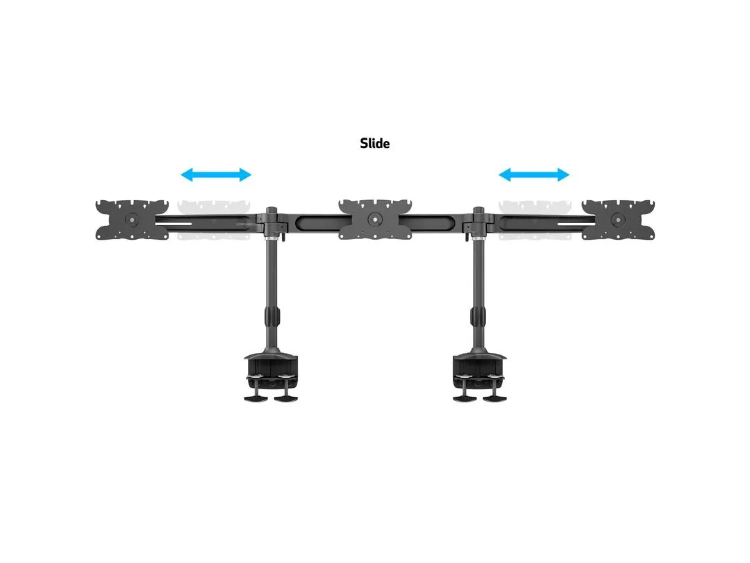 Multibrackets M VESA Desktopmount Triple Desk Clamp 24"-32", pöytäjalusta kolmelle monitorille, musta