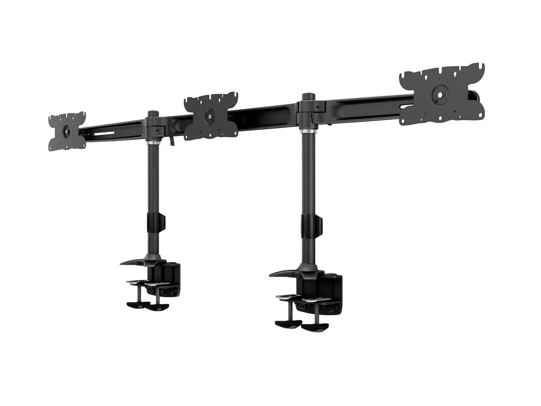 Multibrackets M VESA Desktopmount Triple Desk Clamp 24&quot;-32&quot;, p&ouml;yt&auml;jalusta kolmelle monitorille, musta