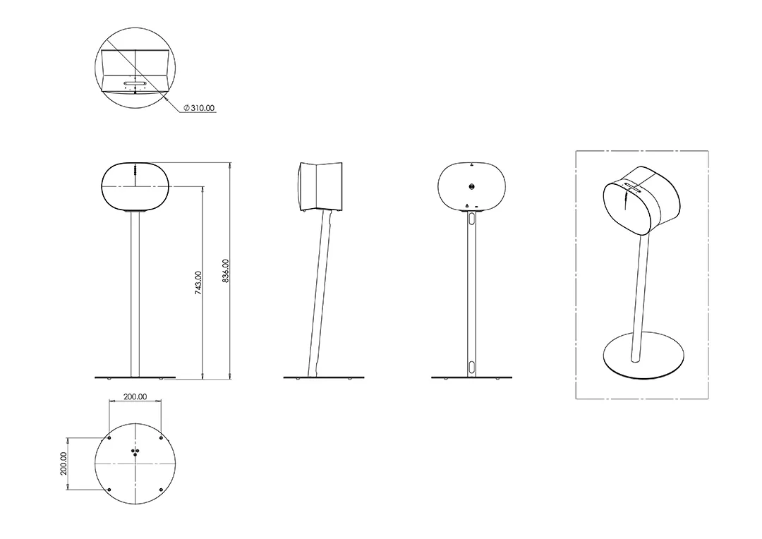 M Sonos Floorstand for ERA300 - Black