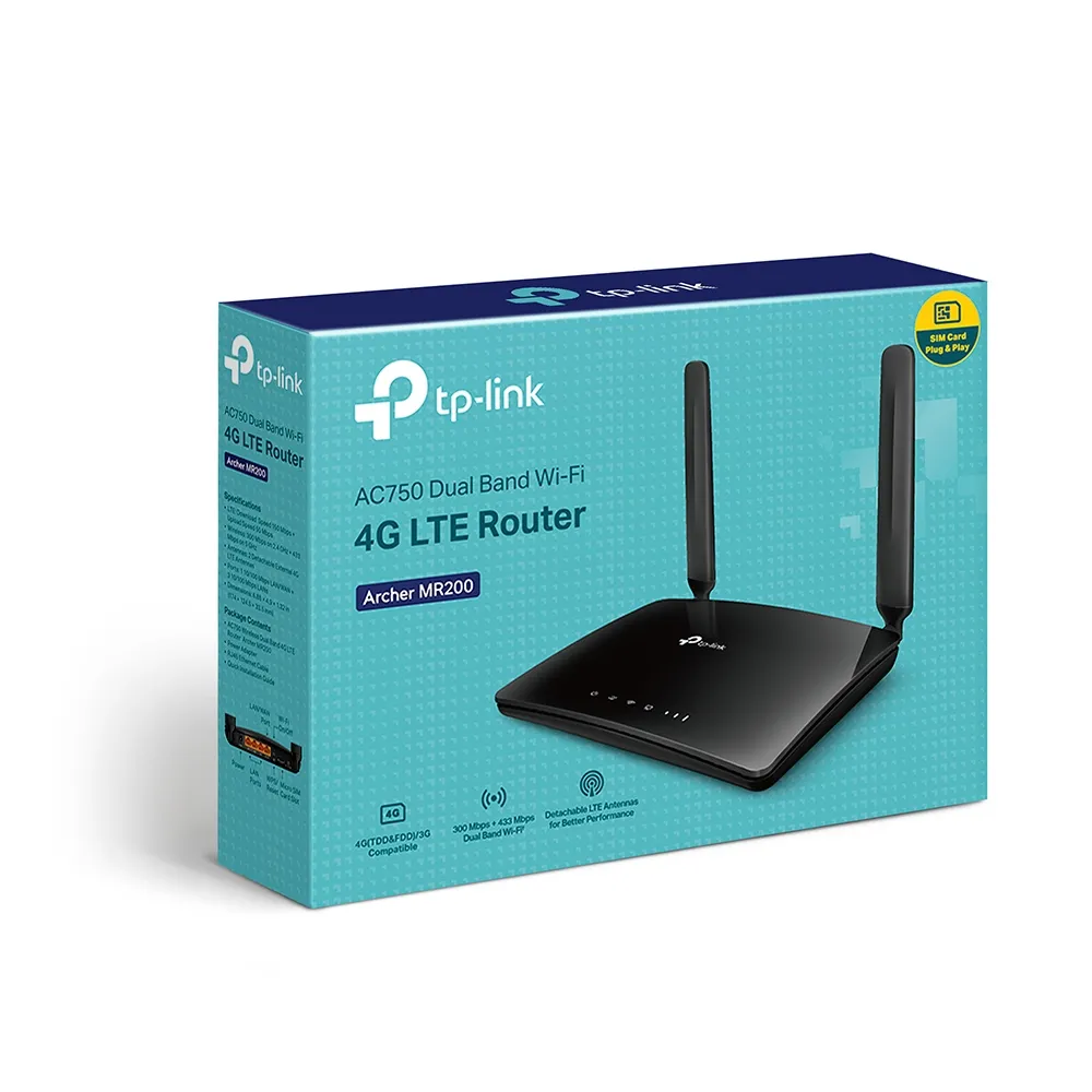 (Fyndhörnan) TP-Link  Archer MR200, trådlöst Dual-band AC router, WWAN / LTE, 3-ports switch