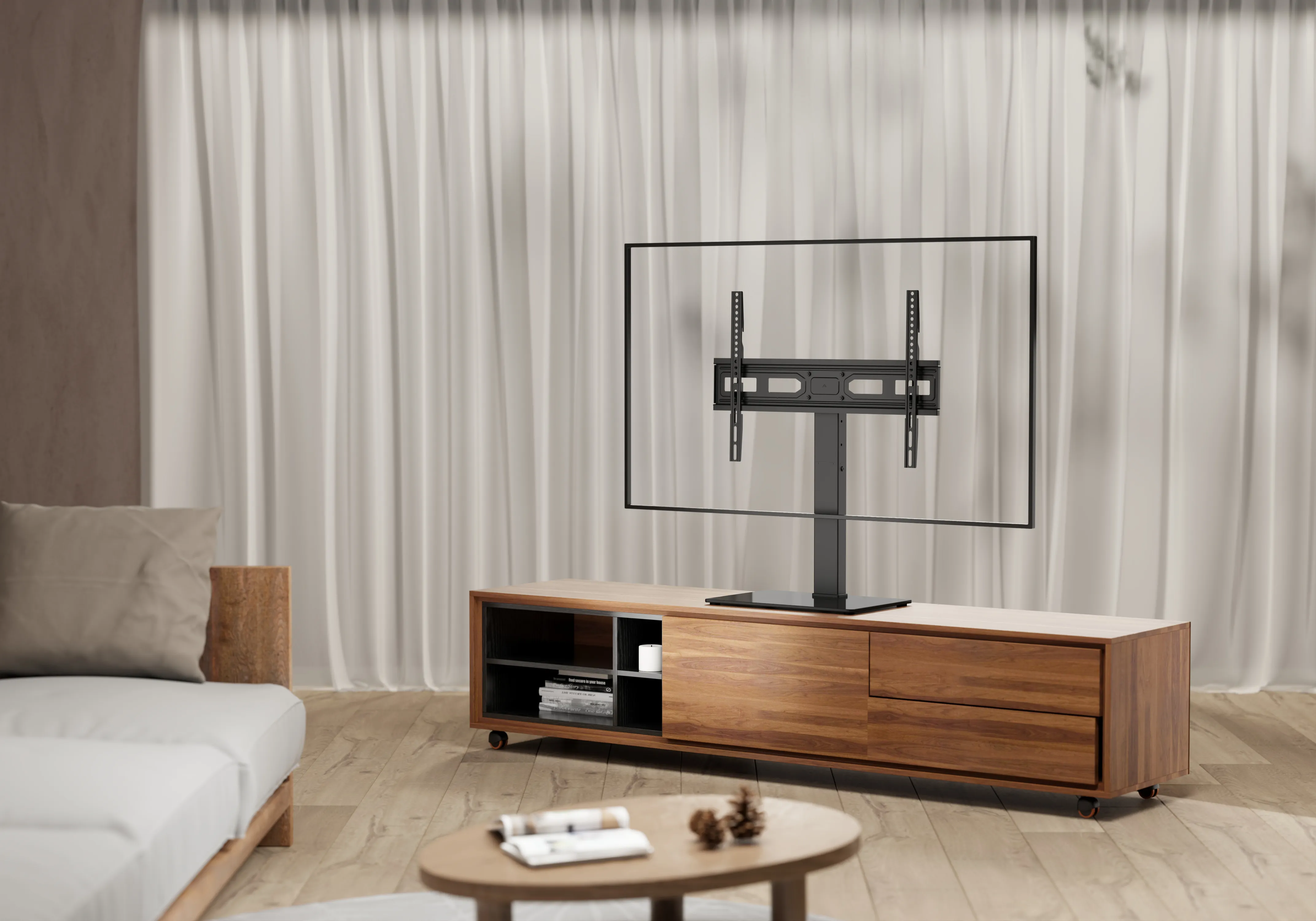 DELTACO ARM-1401-B Tabletop Television Stand 37&ndash;75" (VESA 200x200&ndash;600x400 mm), Swivel -35&deg; to +35&deg;, 40 kg, Black