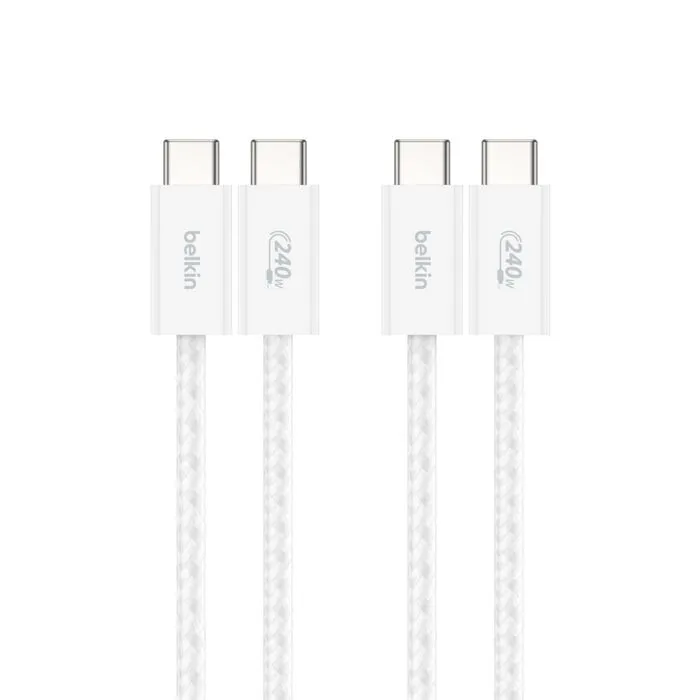 Belkin BoostCharge USB-C cable, 240W, 2 m, White, 2 pcs