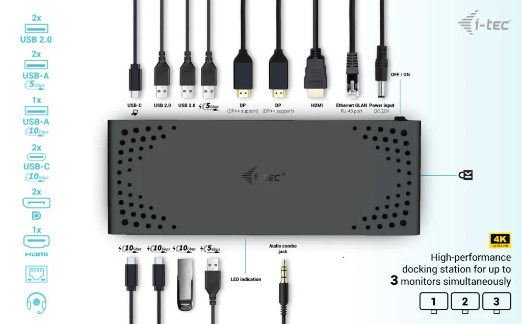I-Tec USB-C Triple Display Docking Station Gen 2 + Power Delivery