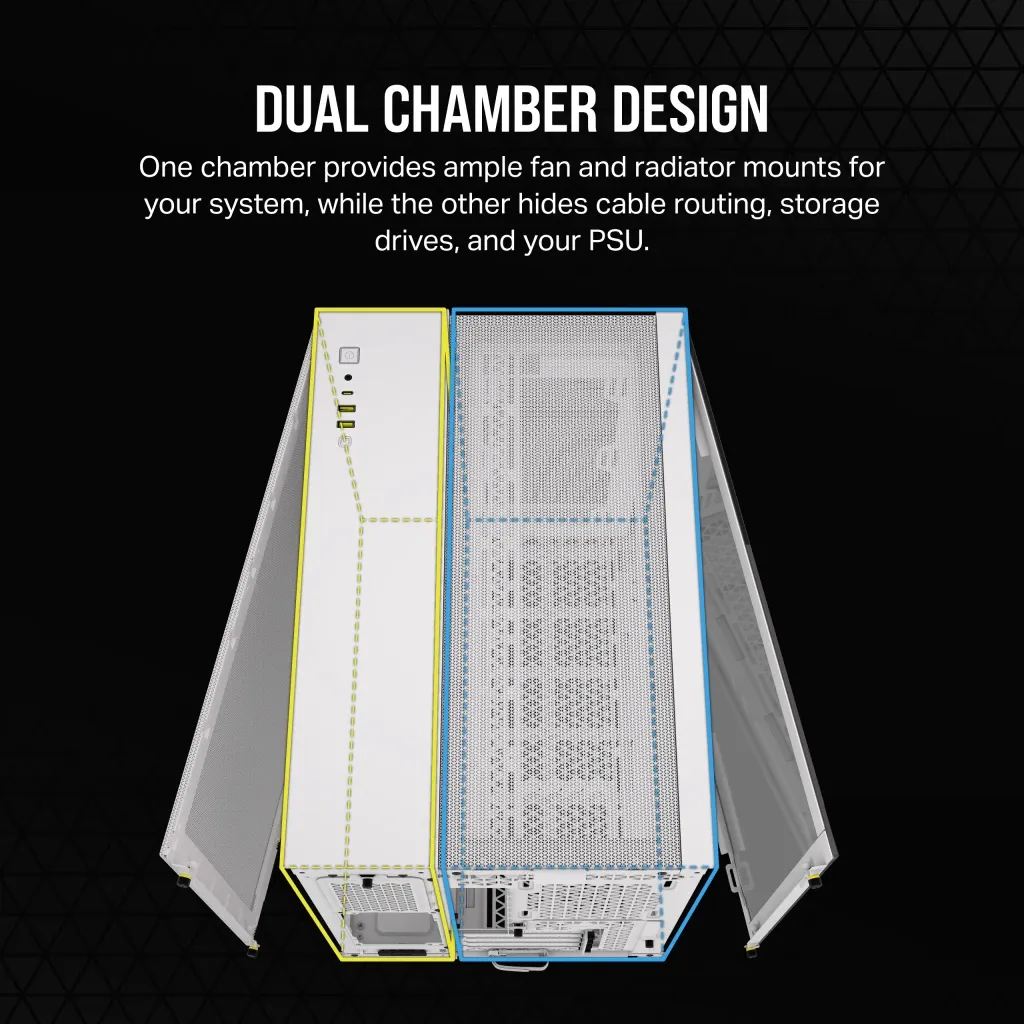 Corsair 2500D Airflow Dual Chamber - Micro-ATX, white