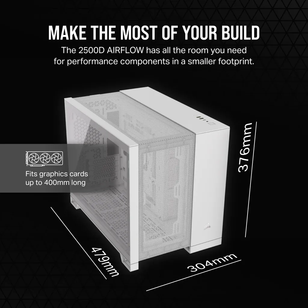 Corsair 2500D Airflow Dual Chamber - Micro-ATX, white