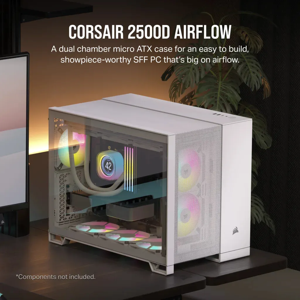 Corsair 2500D Airflow Dual Chamber - Micro-ATX, white