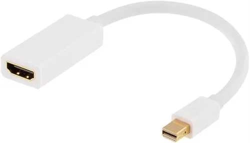 DELTACO mini DisplayPort - HDMI sovitin, 4K, 0,2m, valkoinen