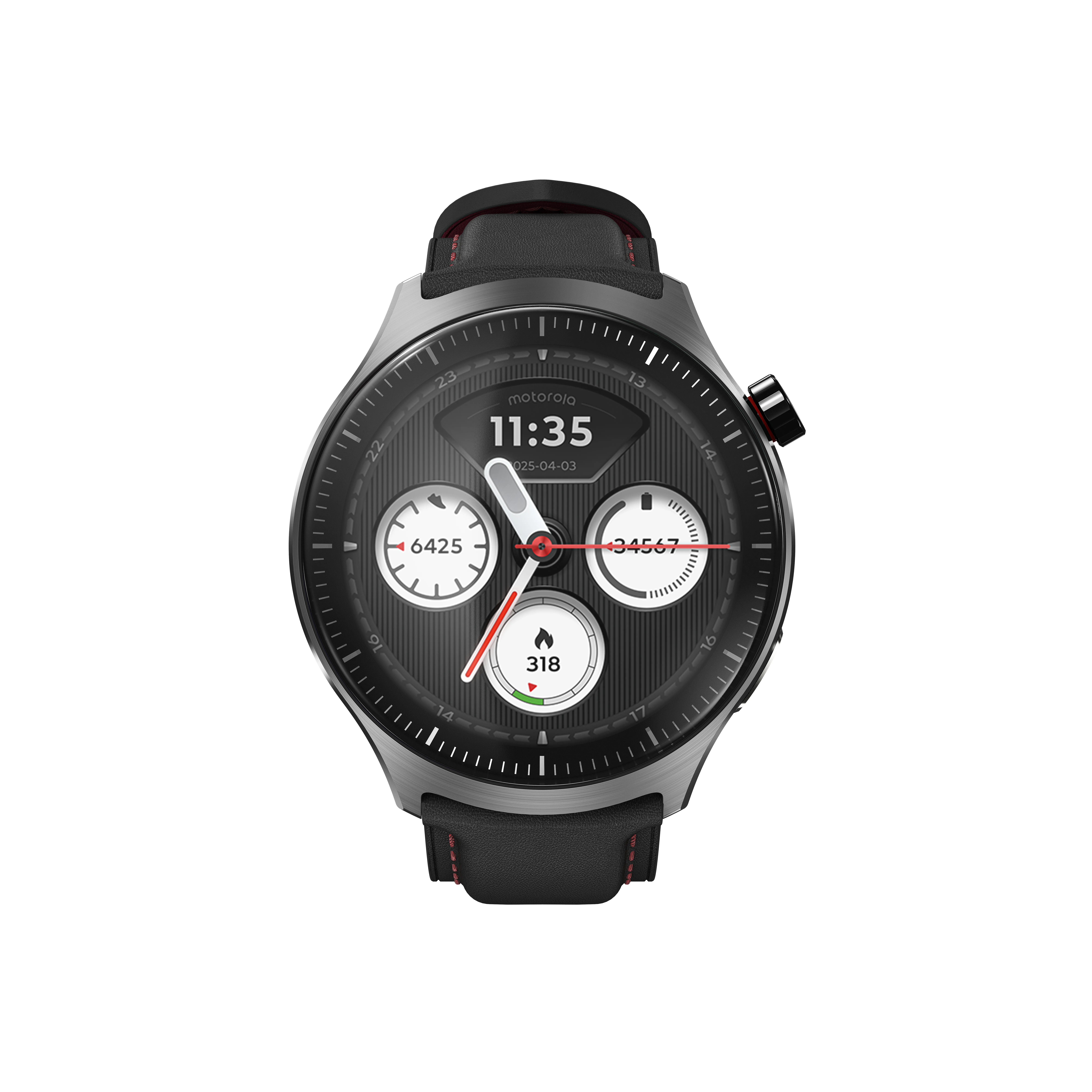 Motorola Moto Watch Ultra 4G, 46mm Sports Watch, Black/Bordeaux