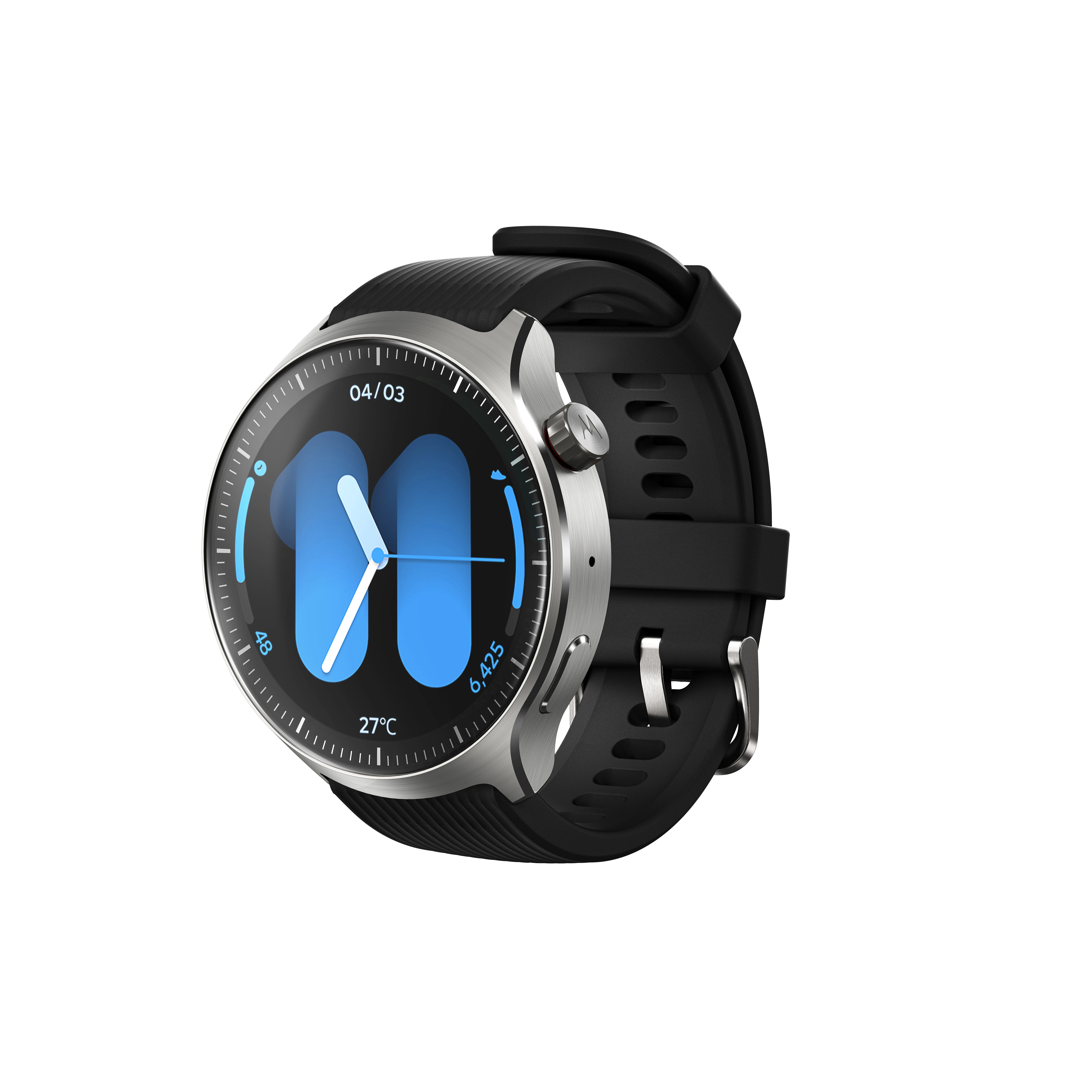 Motorola Moto Watch Ultra 4G, 46mm Sports Watch, Black/Bordeaux