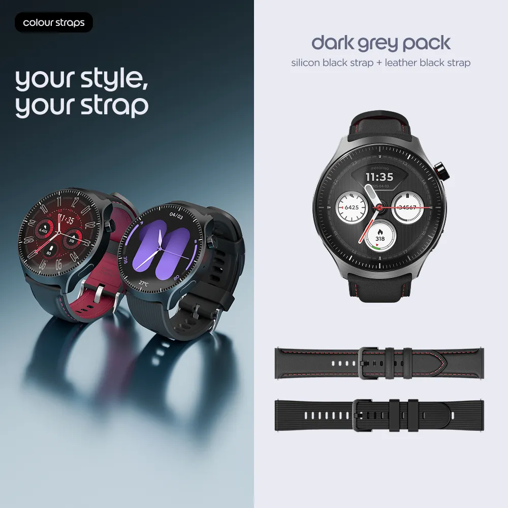 Motorola Moto Watch Ultra 4G, 46mm Sports Watch, Black/Bordeaux