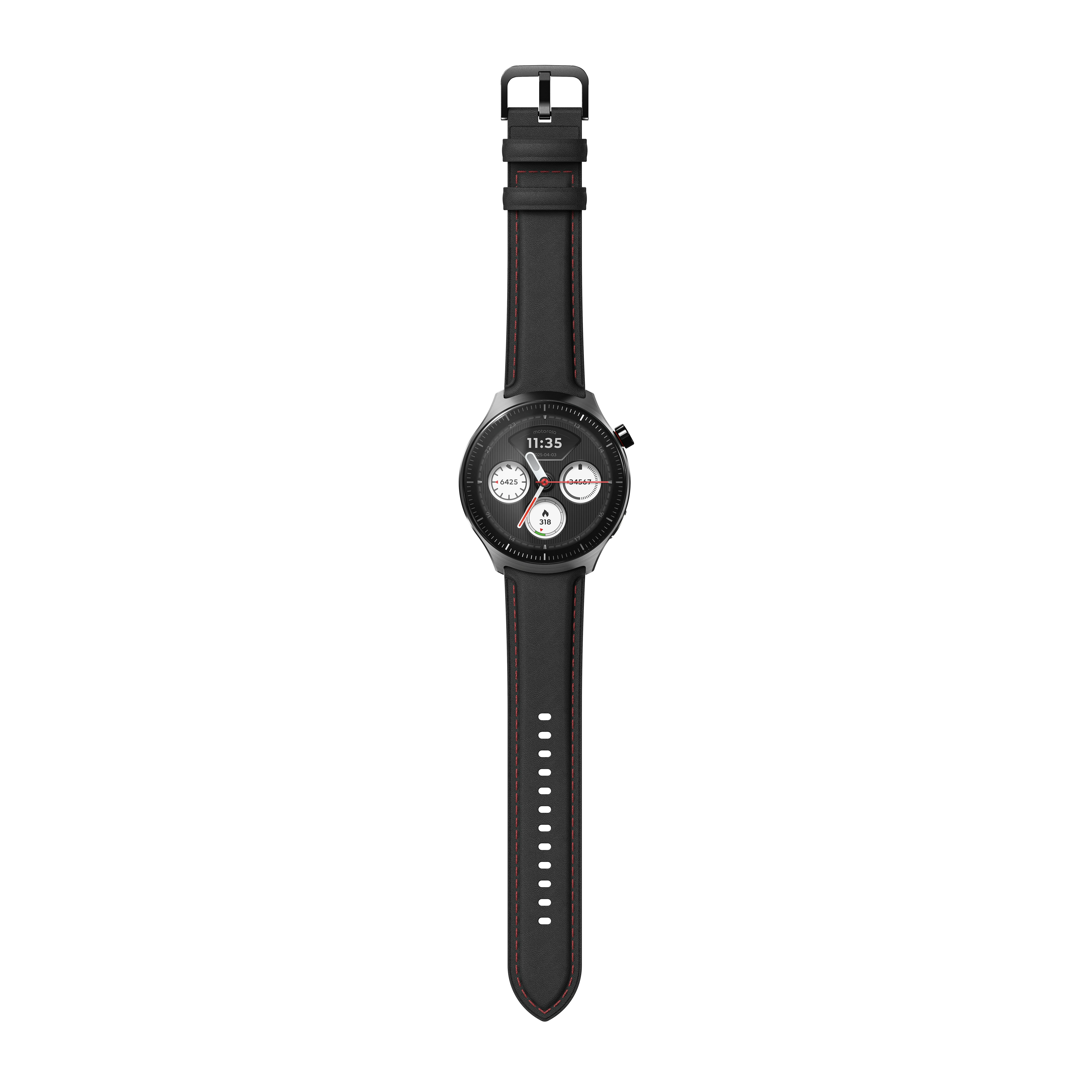 Motorola Moto Watch Ultra 4G, 46mm Sports Watch, Black/Bordeaux